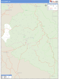 Clay County, Kentucky Zip Code Wall Map