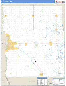 Clay County, Minnesota Zip Code Wall Map