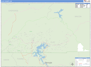 Clay County, North Carolina Zip Code Wall Map