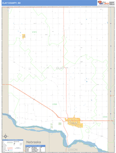 Clay County, South Dakota Zip Code Wall Map