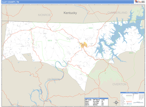 Clay County, Tennessee Zip Code Wall Map