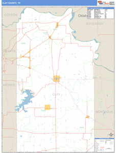 Clay County, Texas Zip Code Wall Map