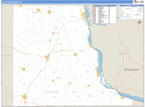 Clayton County, Iowa Zip Code Wall Map