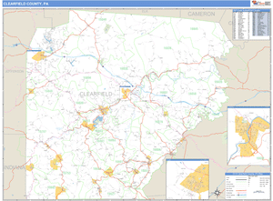 Clearfield County, Pennsylvania Zip Code Wall Map