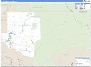 Clearwater County, Idaho Zip Code Wall Map