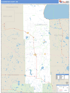 Clearwater County, Minnesota Zip Code Wall Map