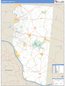 Clermont County, Ohio Zip Code Wall Map