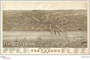 Cleveland Antique Wall Map