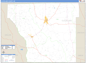 Cleveland County, Arkansas Zip Code Wall Map
