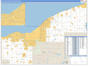 Cleveland-Lorain-Elyria, Ohio Metro Area Wall Map