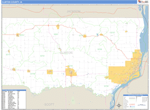Clinton County, Iowa Zip Code Wall Map
