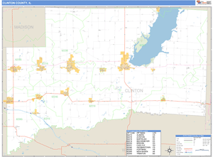 Clinton County, Illinois Zip Code Wall Map