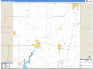 Clinton County, Missouri Zip Code Wall Map