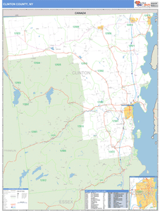 Clinton County, New York Zip Code Wall Map