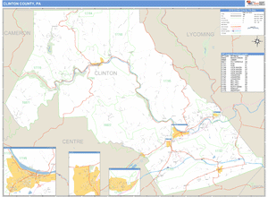 Clinton County, Pennsylvania Zip Code Wall Map