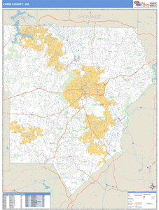 Cobb County, Georgia Zip Code Wall Map