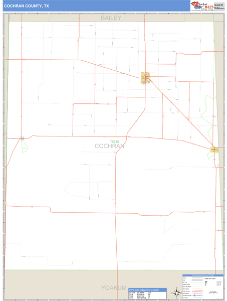Cochran County, Texas Zip Code Wall Map Market Maps (IDI)