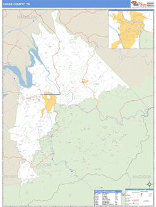 Cocke County, Tennessee Zip Code Wall Map
