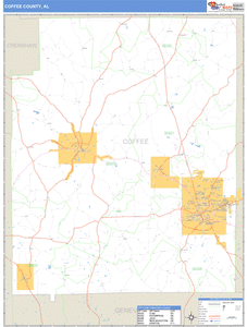 Coffee County, Alabama Zip Code Wall Map