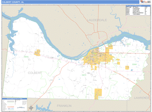Colbert County, Alabama Zip Code Wall Map