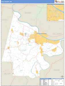Cole County, Missouri Zip Code Wall Map