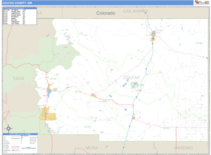 Colfax County, New Mexico Zip Code Wall Map