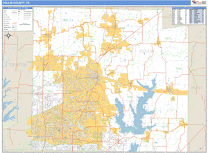 Collin County, Texas Zip Code Wall Map