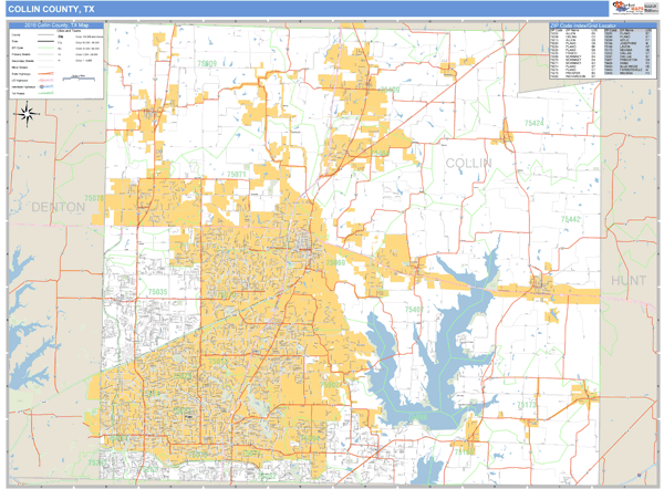 Collin County, Texas Zip Code Wall Map Market Maps (IDI)
