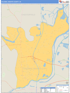 Colonial Heights County, Virginia Zip Code Wall Map