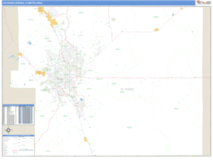 Colorado Springs, Colorado Metro Area Wall Map