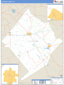 Colorado County, Texas Zip Code Wall Map