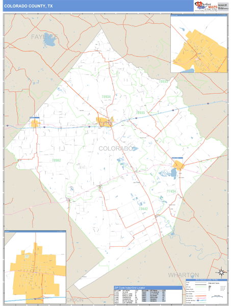 Colorado County, Texas Zip Code Wall Map Market Maps (IDI)