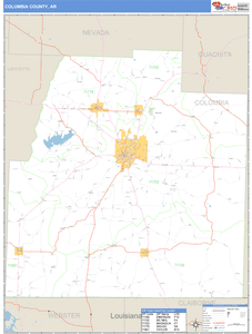 Columbia County, Arkansas Zip Code Wall Map