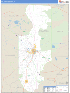Columbia County, Florida Zip Code Wall Map