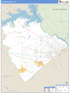 Columbia County, Georgia Zip Code Wall Map