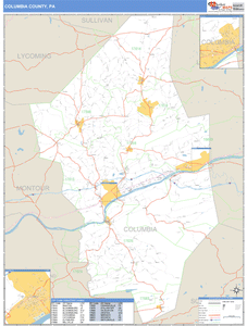 Columbia County, Pennsylvania Zip Code Wall Map