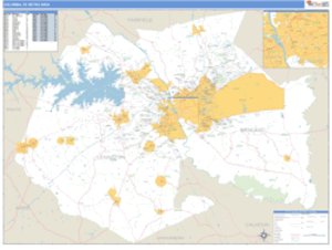 Columbia, South Carolina Metro Area Wall Map