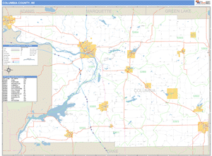 Columbia County, Wisconsin Zip Code Wall Map