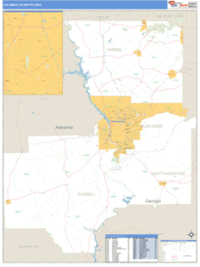 Columbus, Georgia Metro Area Wall Map