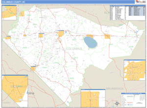 Columbus County, North Carolina Zip Code Wall Map