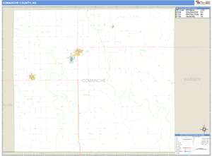 Comanche County, Kansas Zip Code Wall Map