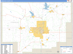 Comanche County, Oklahoma Zip Code Wall Map