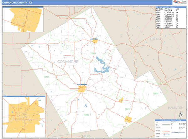 Comanche County, Texas Zip Code Wall Map Market Maps (IDI)