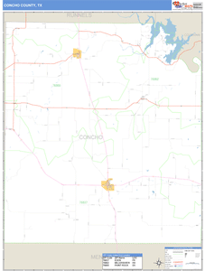 Concho County, Texas Zip Code Wall Map