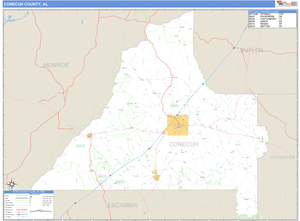 Conecuh County, Alabama Zip Code Wall Map