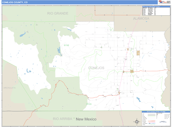Conejos County, Colorado Zip Code Wall Map Market Maps (IDI)