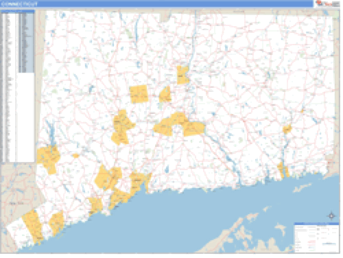 Connecticut ZIP Code Wall Map Market Maps (IDI)