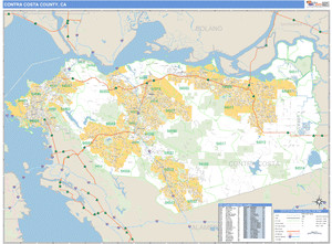 Contra Costa County, California Zip Code Wall Map