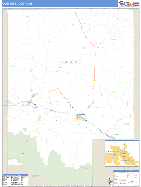 Converse County, Wyoming Zip Code Wall Map Market Maps (IDI)