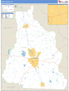 Cook County, Georgia Zip Code Wall Map